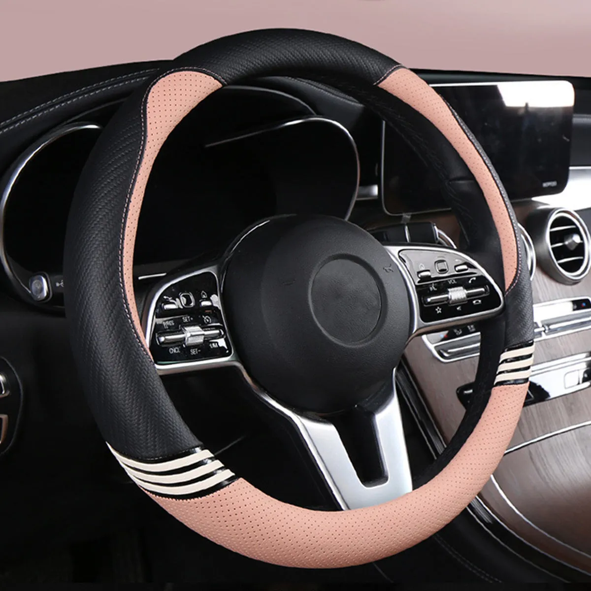 Car Steering Wheel Cover 2024 Update Version, Custom Fit For Your Cars, Premium Leather Car Steering Wheel Cover with Logo, Car Accessories