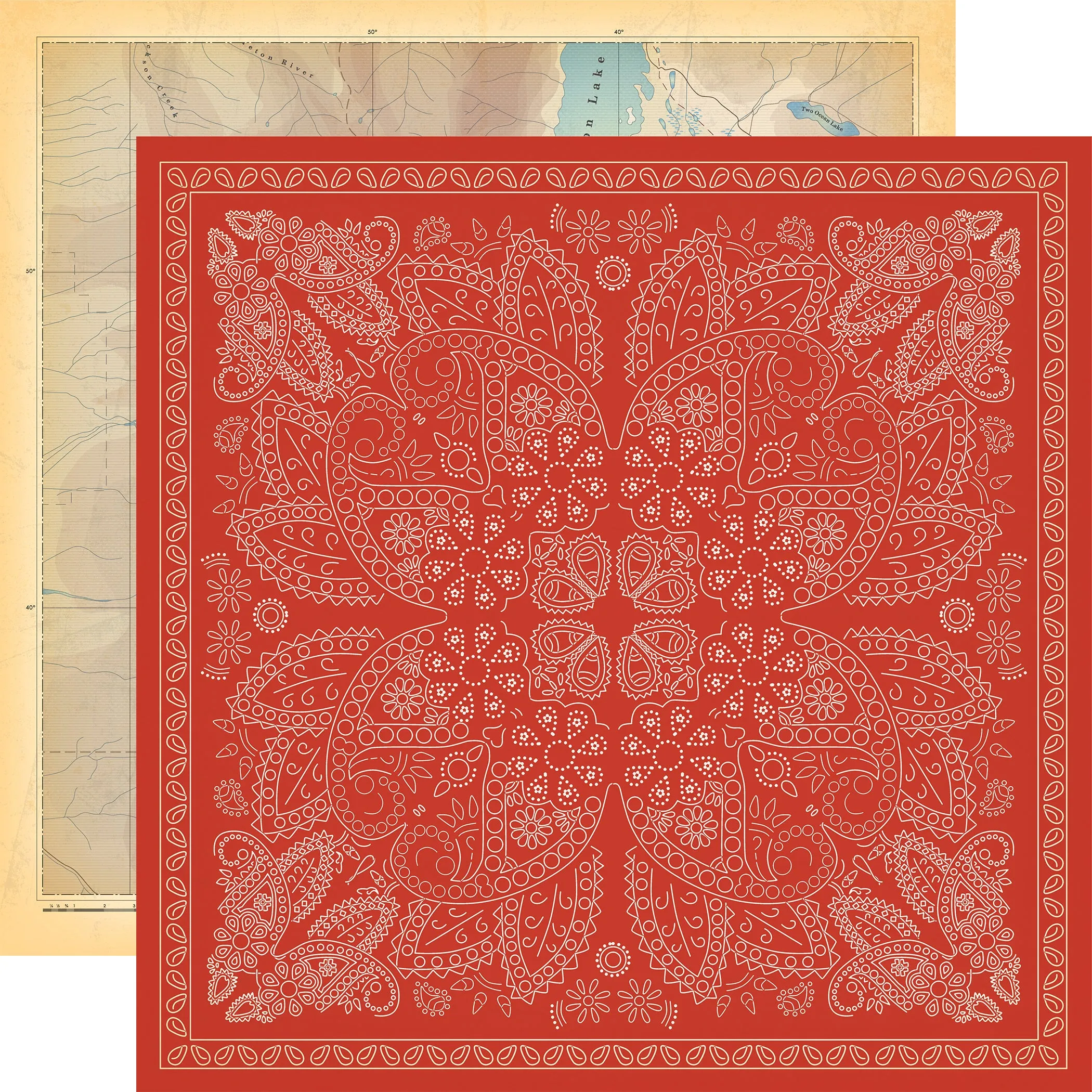 Carta Bella - Cowboys - 12x12 Single Sheet / Red Bandana