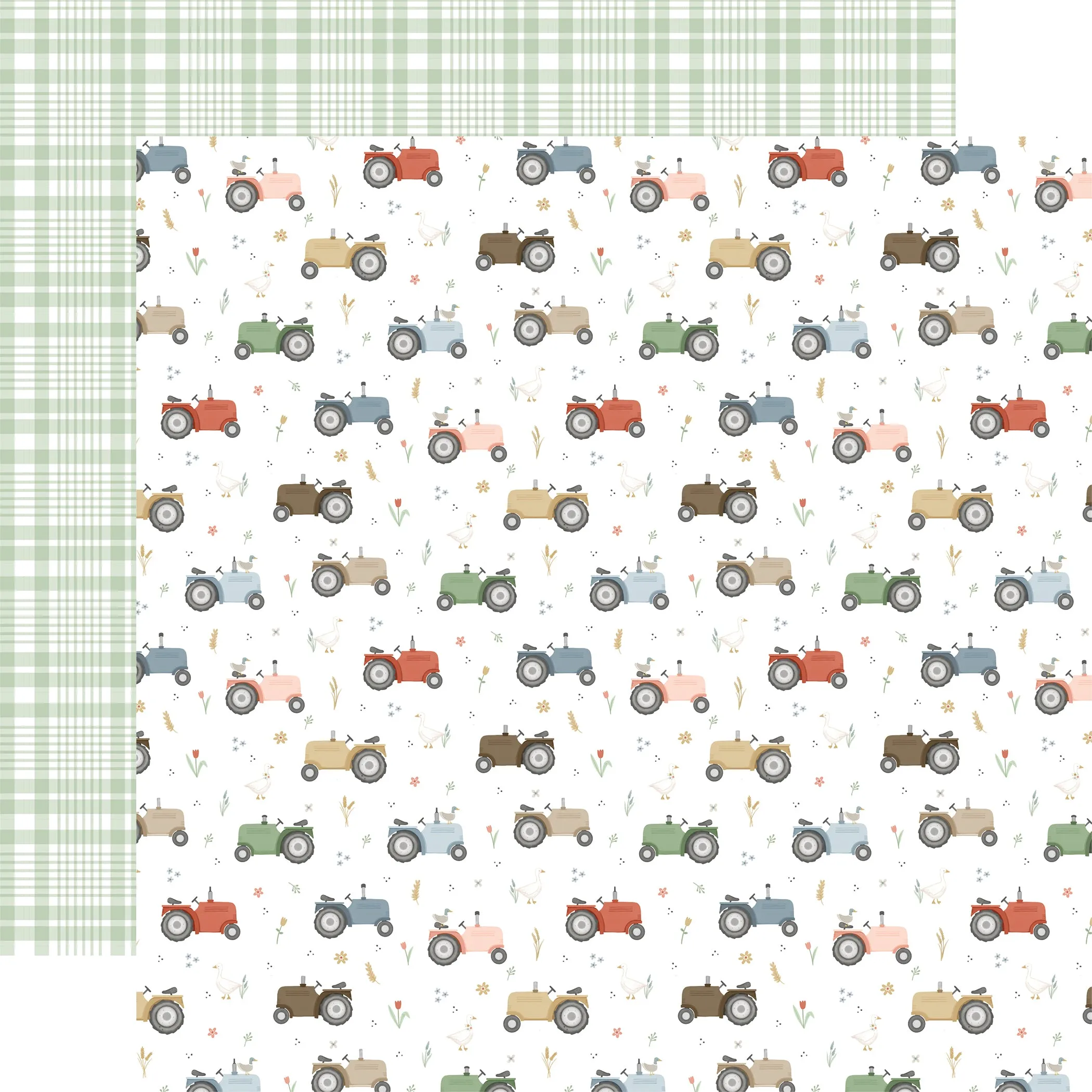 Carta Bella - On The Farm - 12x12 Single Sheets - Tractors