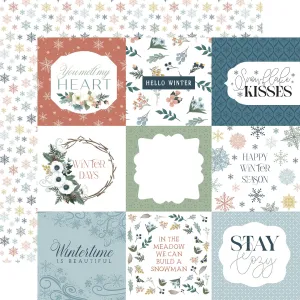 Carta Bella - Winter Wonderland - 4x4 Journaling Cards - 12x12 Patterned Paper