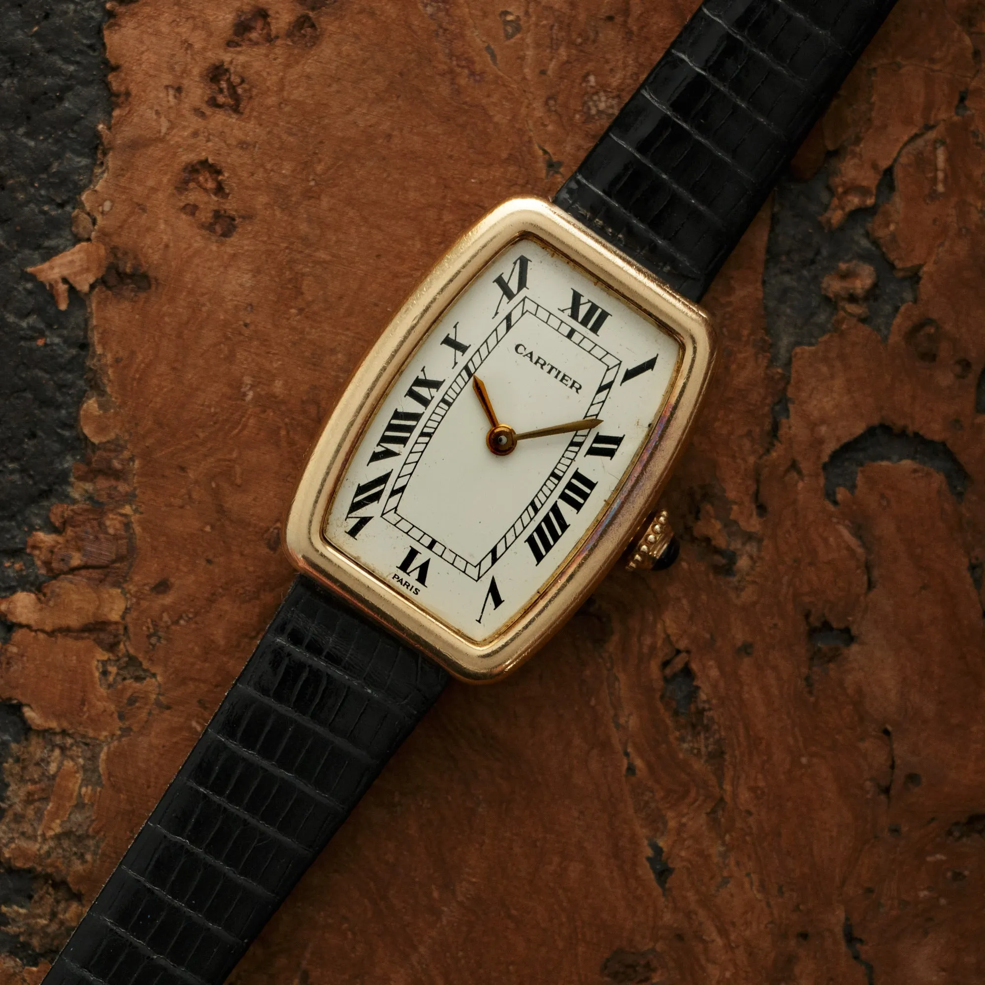 Cartier Yellow Gold Tank Faberge Watch, 1970s