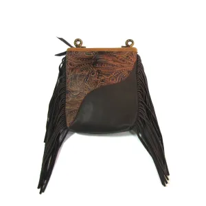 CFF74  Fringed Floral Print Hip Bag - Brown
