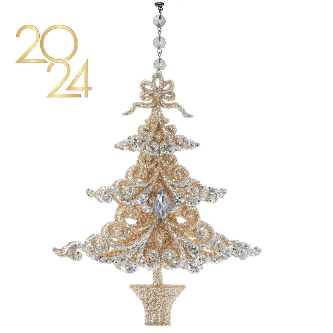 CHAMPAGNE   PLATINUM TREE (Set/1) OR (Set/3 )MAGNETIC CHANDELIER ORNAMENT