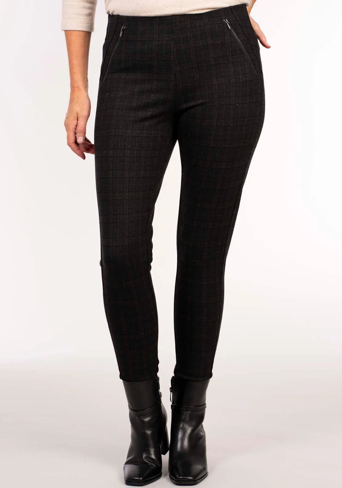 Check Ponte Pant - Red