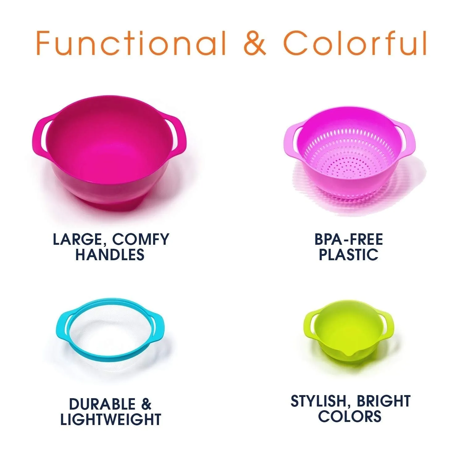 Cheer Collection 15 Piece Nested Bowl and Measuring Utensil Set - N/A