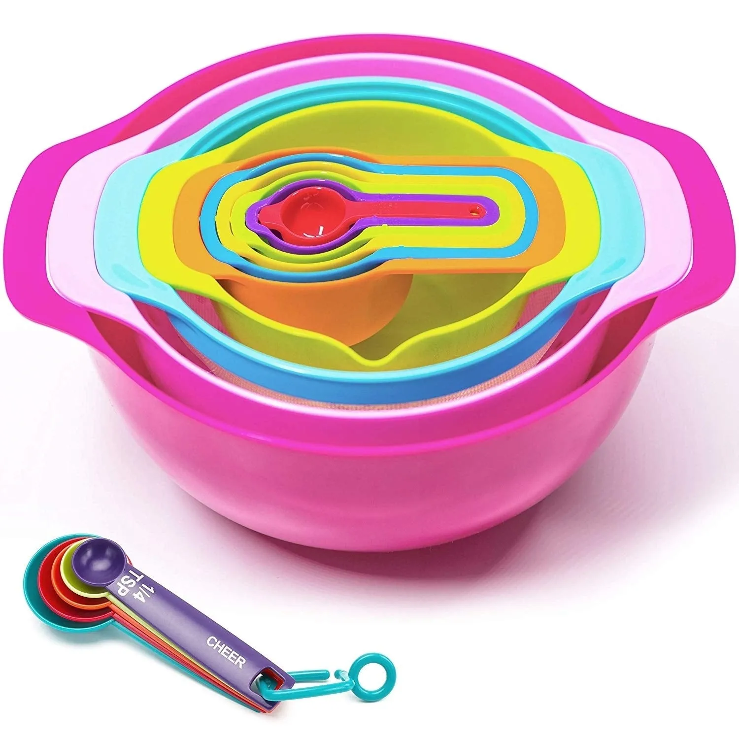 Cheer Collection 15 Piece Nested Bowl and Measuring Utensil Set - N/A