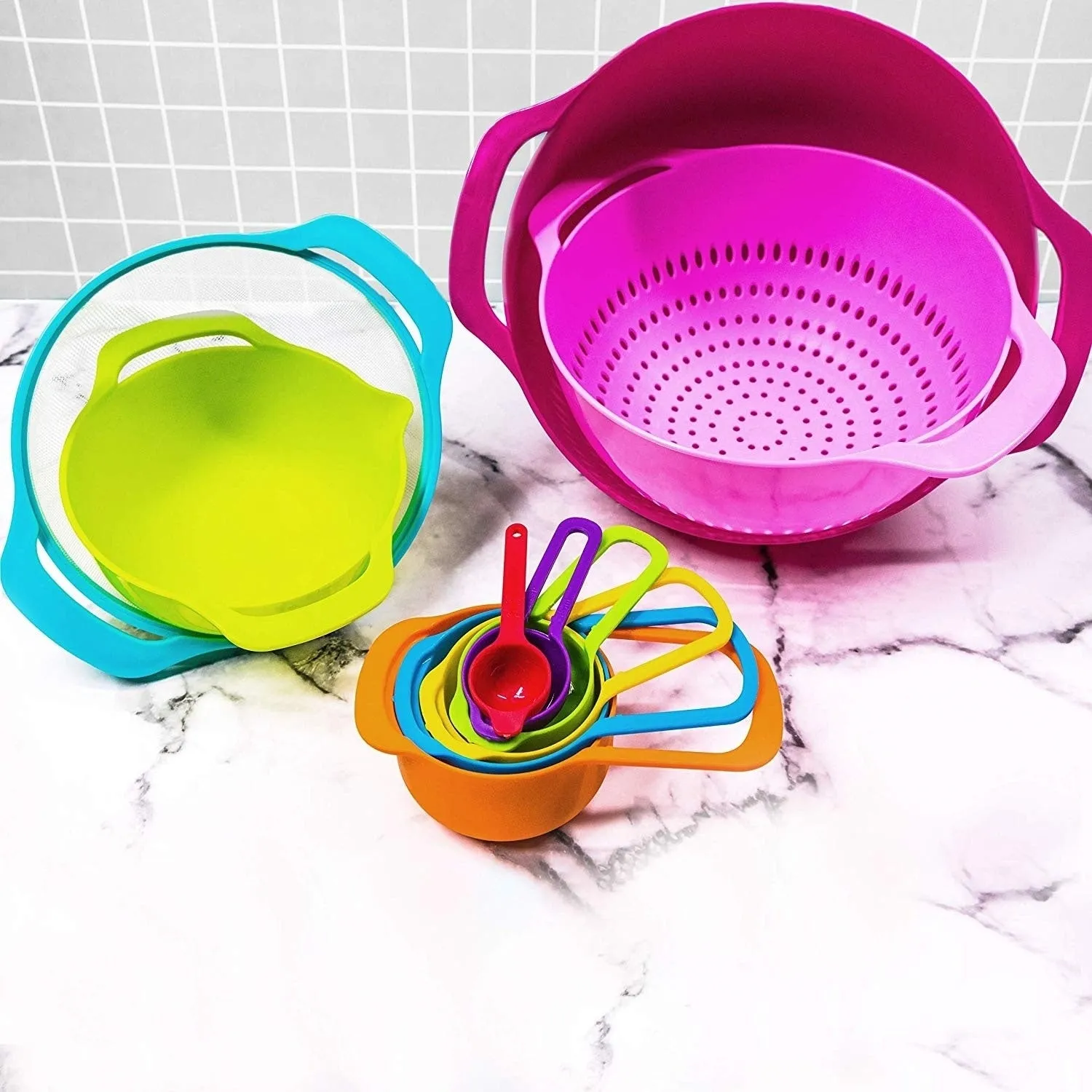 Cheer Collection 15 Piece Nested Bowl and Measuring Utensil Set - N/A