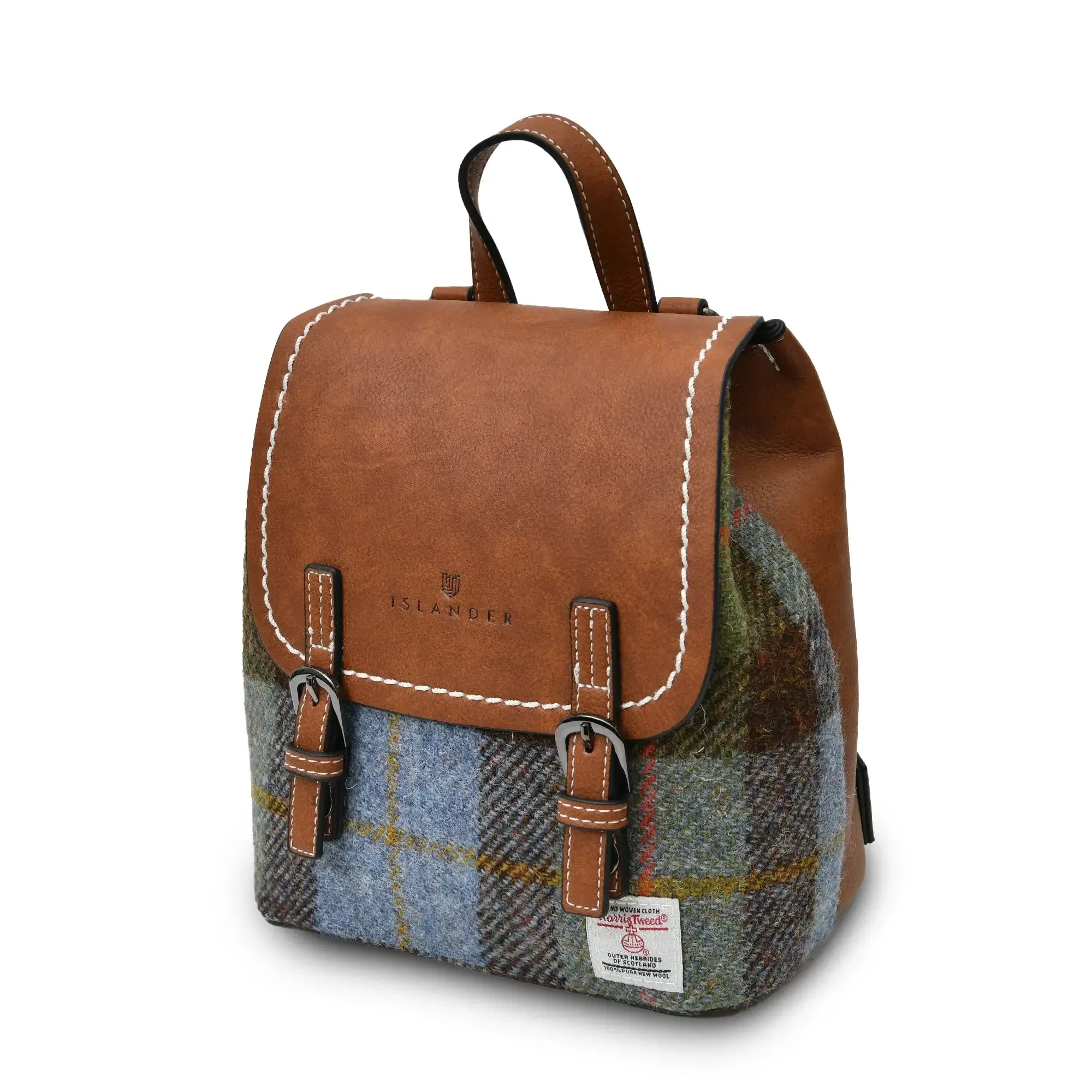 Chestnut & Blue Tartan Jura Backpack with Harris Tweed®