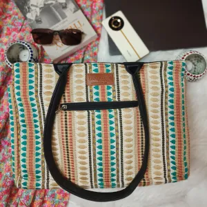 Chic Laptop Totes Sandal Colour With Southwestern Design.