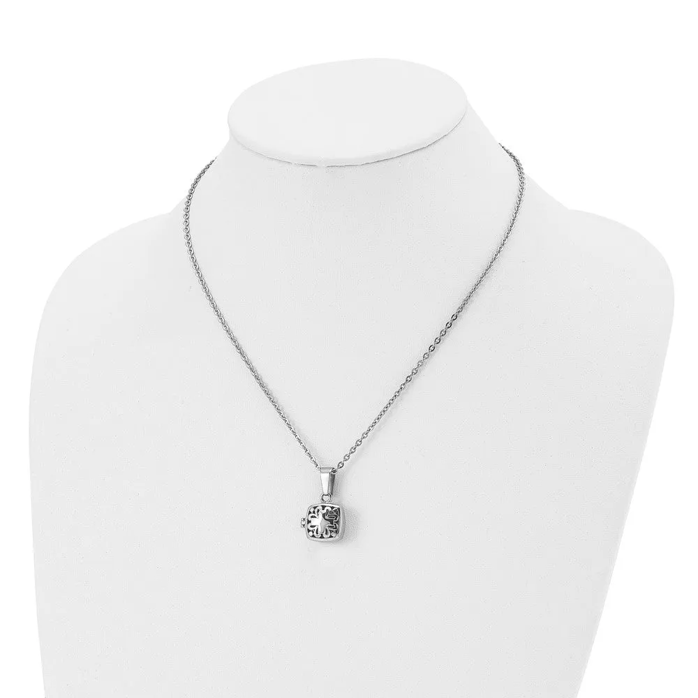 Chisel Stainless Steel Polished and Antiqued Magnetic Prayer Box on a 18 inch Cable Chain Necklace