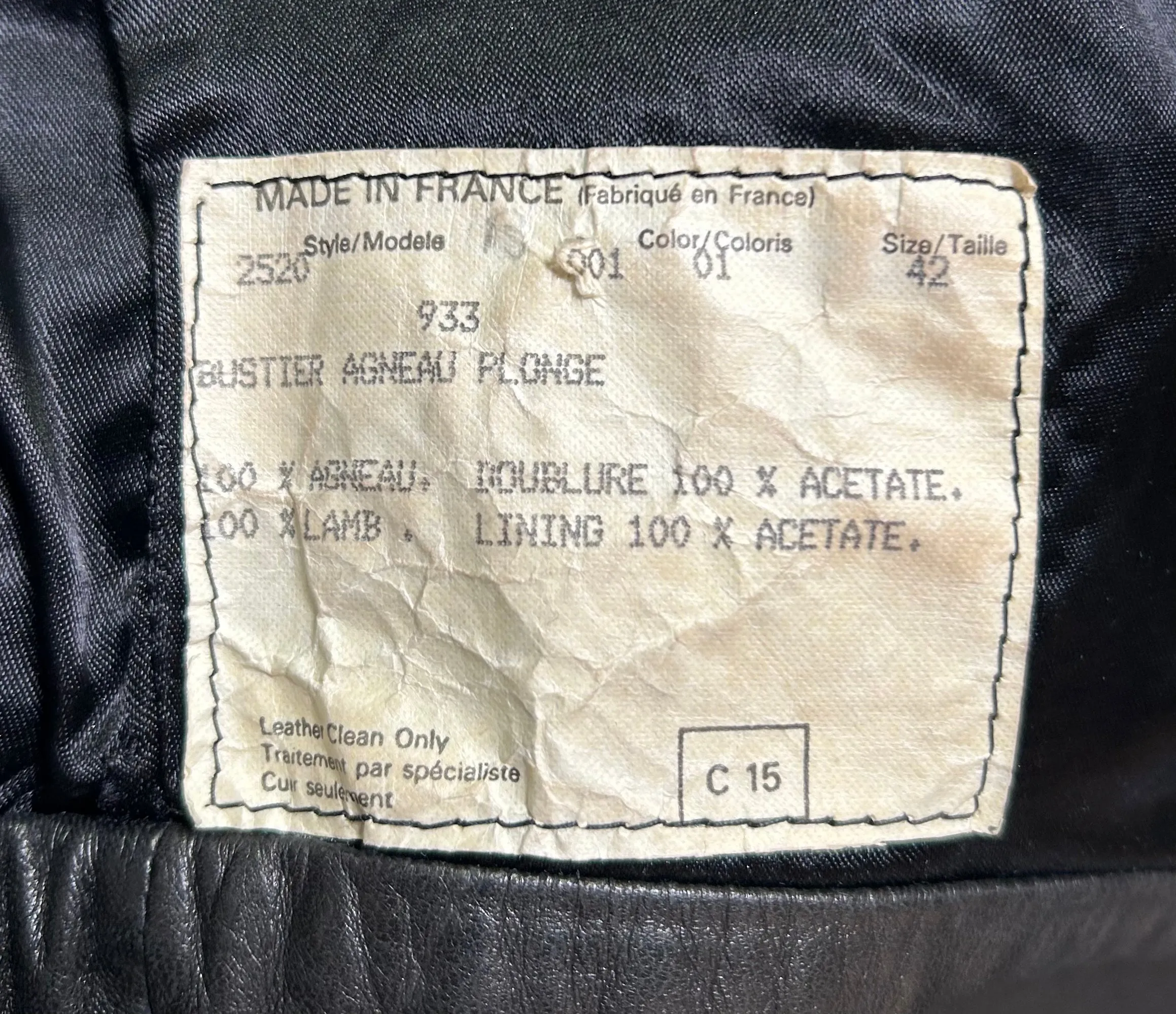 Claude Montana for Idéal-Cuir Late '70s Black Leather Zip Up Moto Bustier