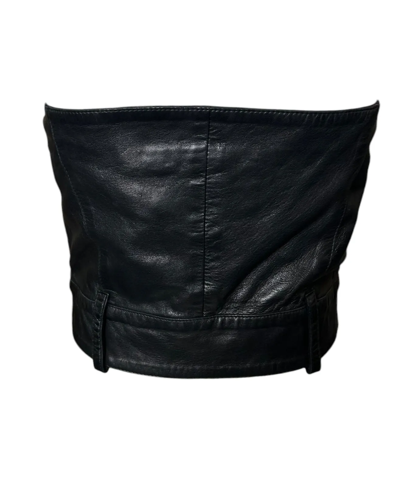 Claude Montana for Idéal-Cuir Late '70s Black Leather Zip Up Moto Bustier