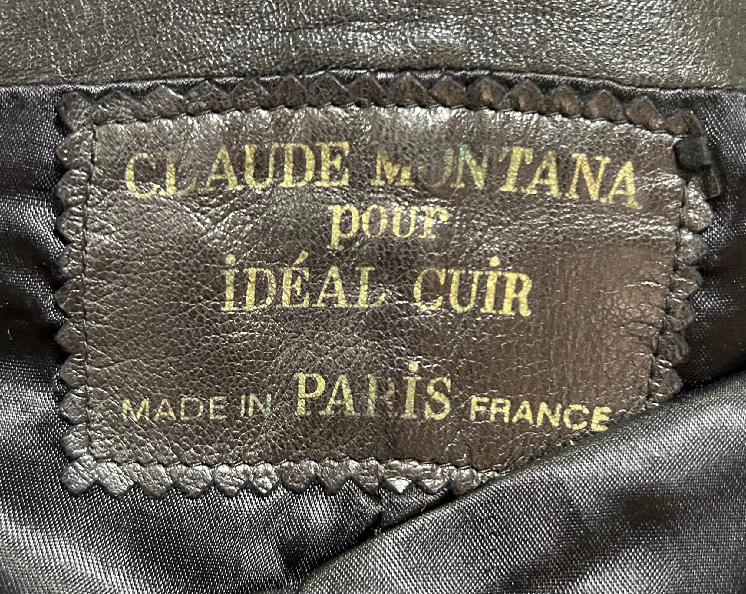 Claude Montana for Idéal-Cuir Late '70s Black Leather Zip Up Moto Bustier