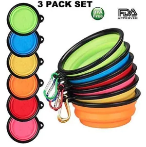 Collapsible Travel Dog Bowls - 3 Pack Set