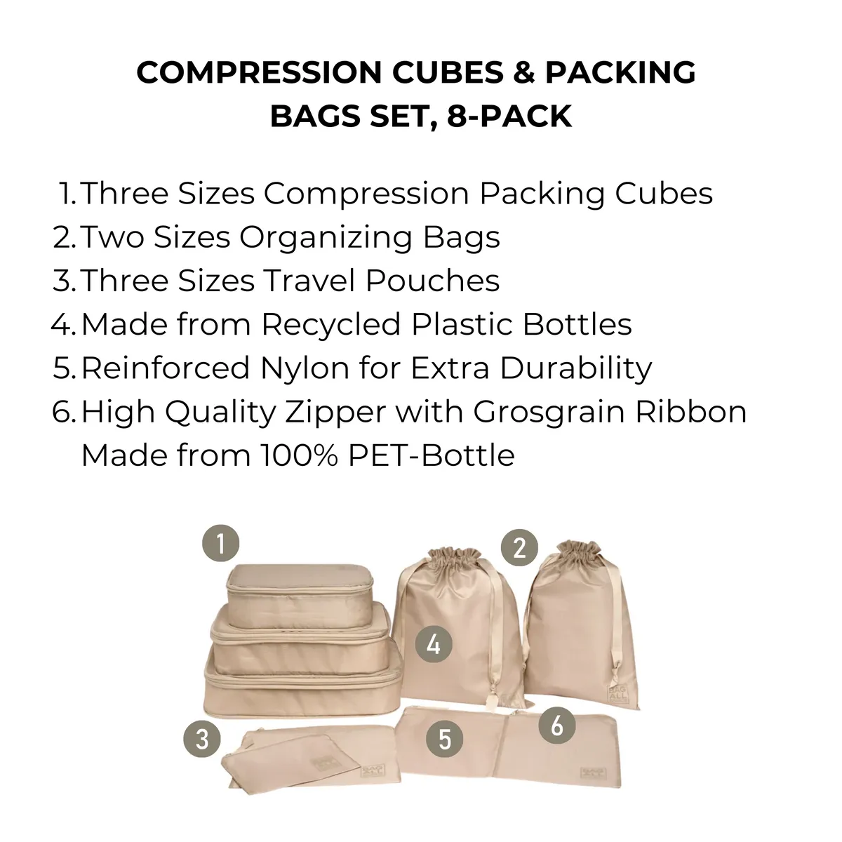 Compression Packing Cubes Set of 3 - Taupe