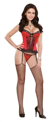 Corset and G-String - Red - Medium