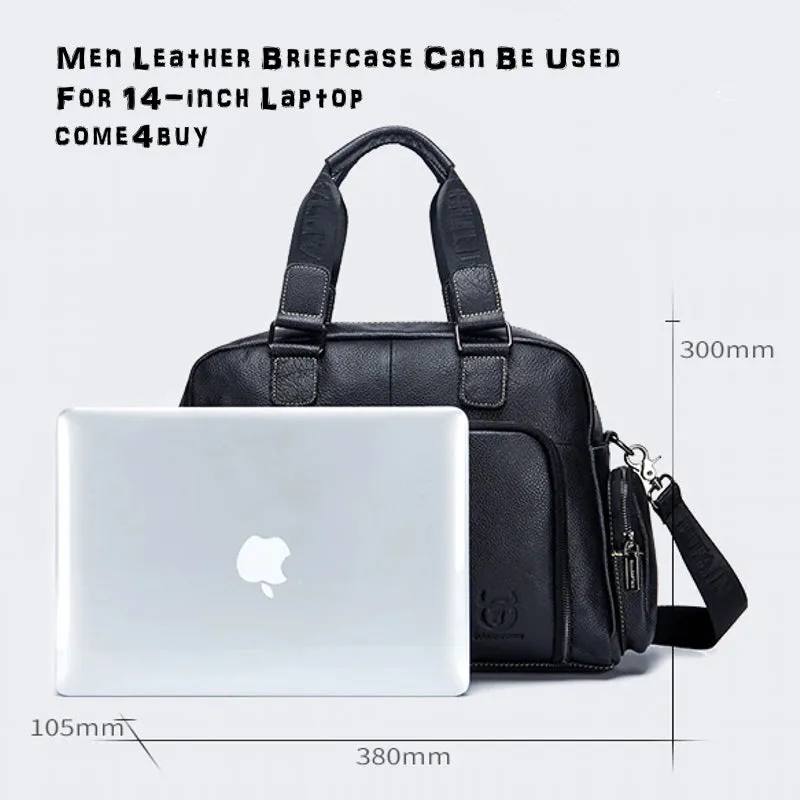 Cow Leather Business Handbag For 14-inch Laptop