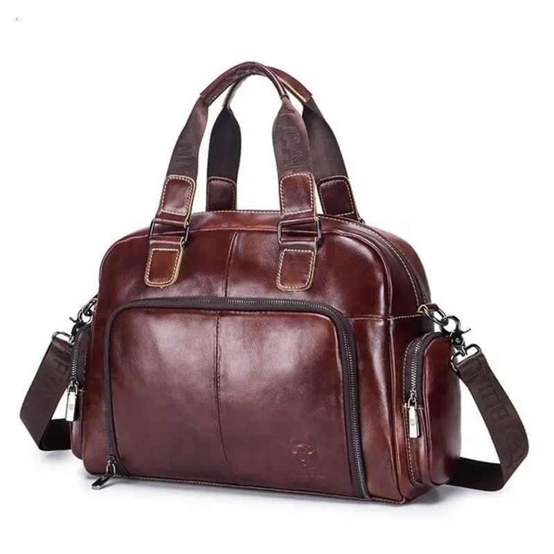 Cow Leather Business Handbag For 14-inch Laptop