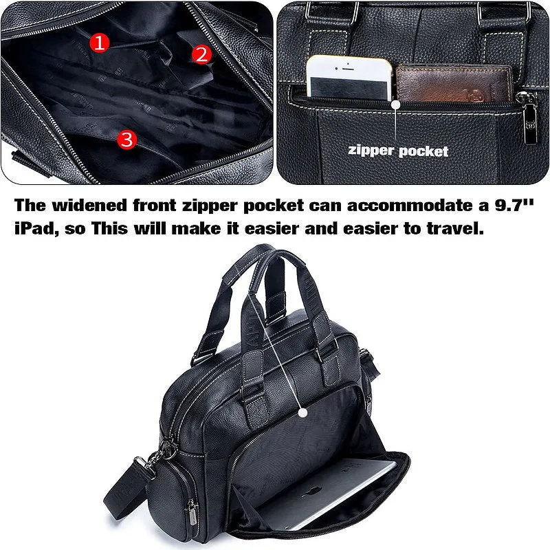 Cow Leather Business Handbag For 14-inch Laptop