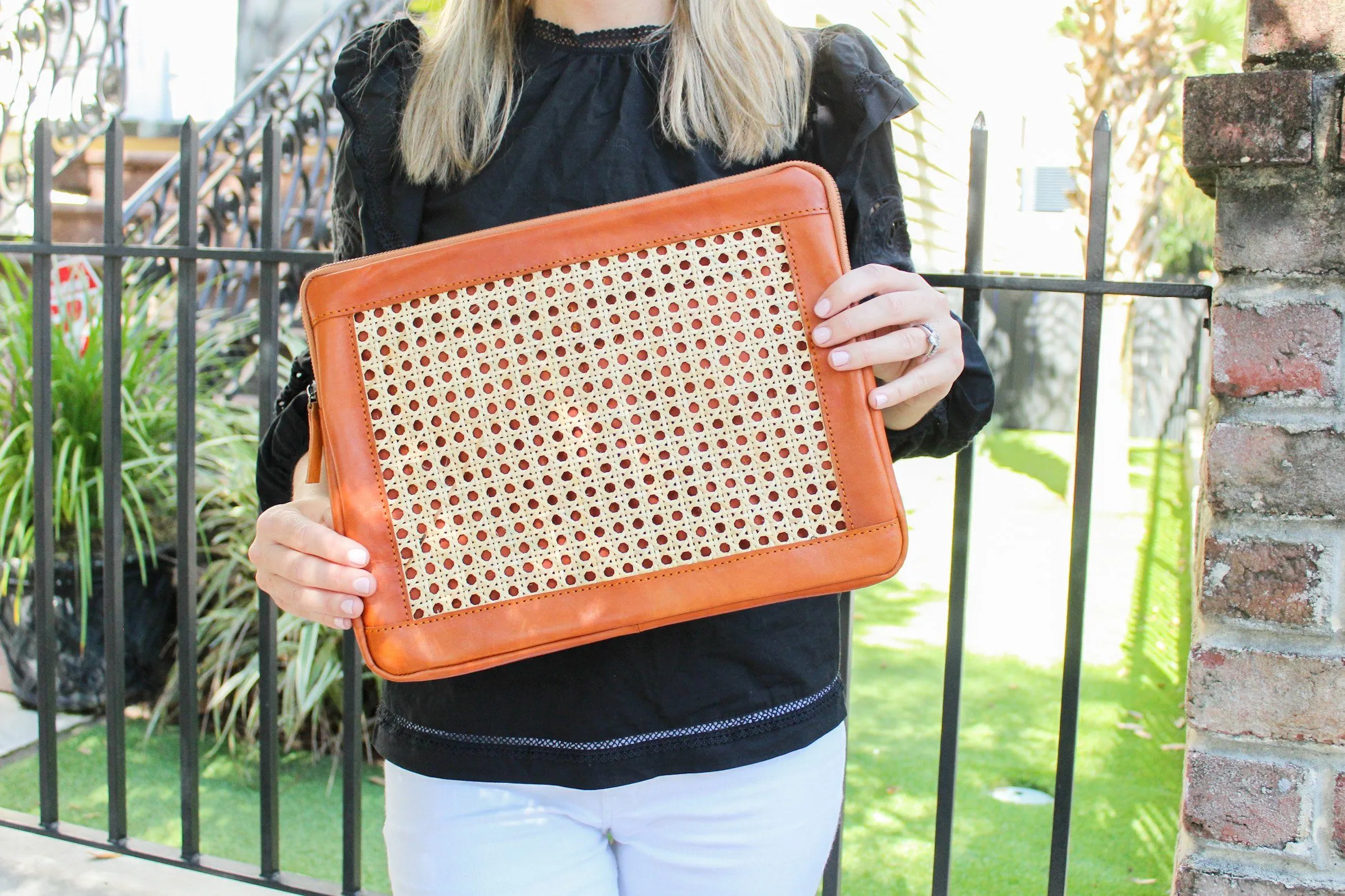 Crew Cane and Leather Laptop Case by POPPY   SAGE