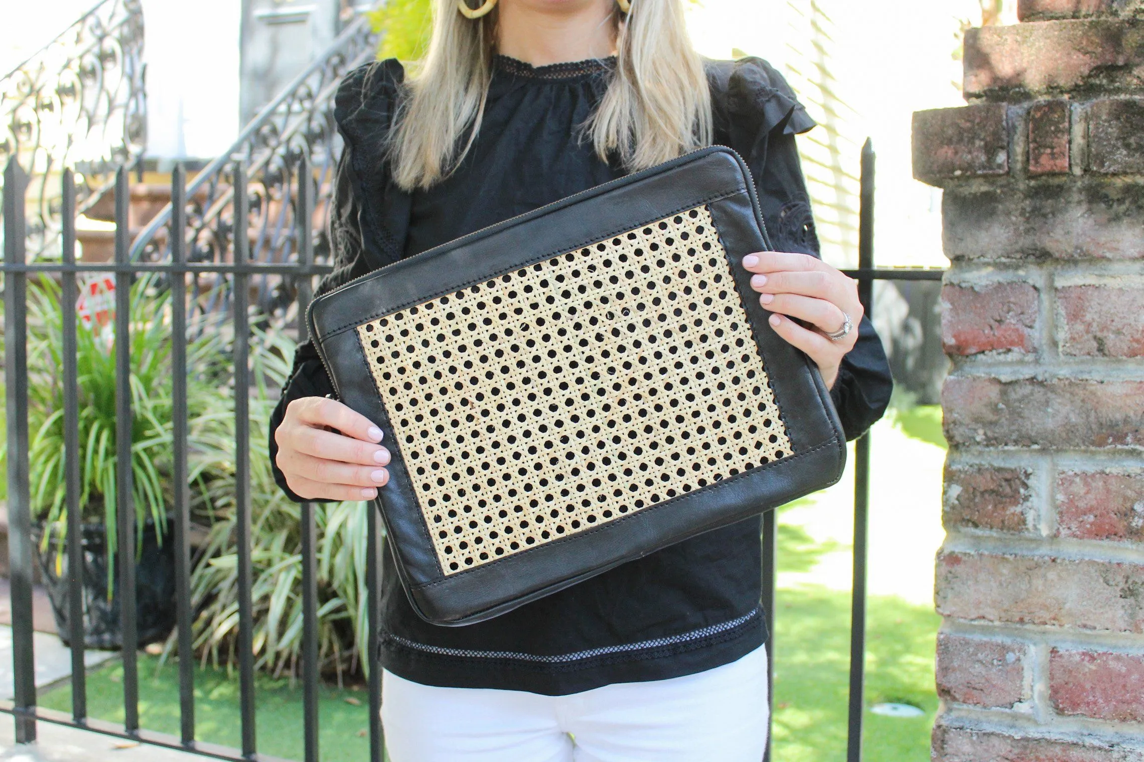 Crew Cane and Leather Laptop Case by POPPY   SAGE