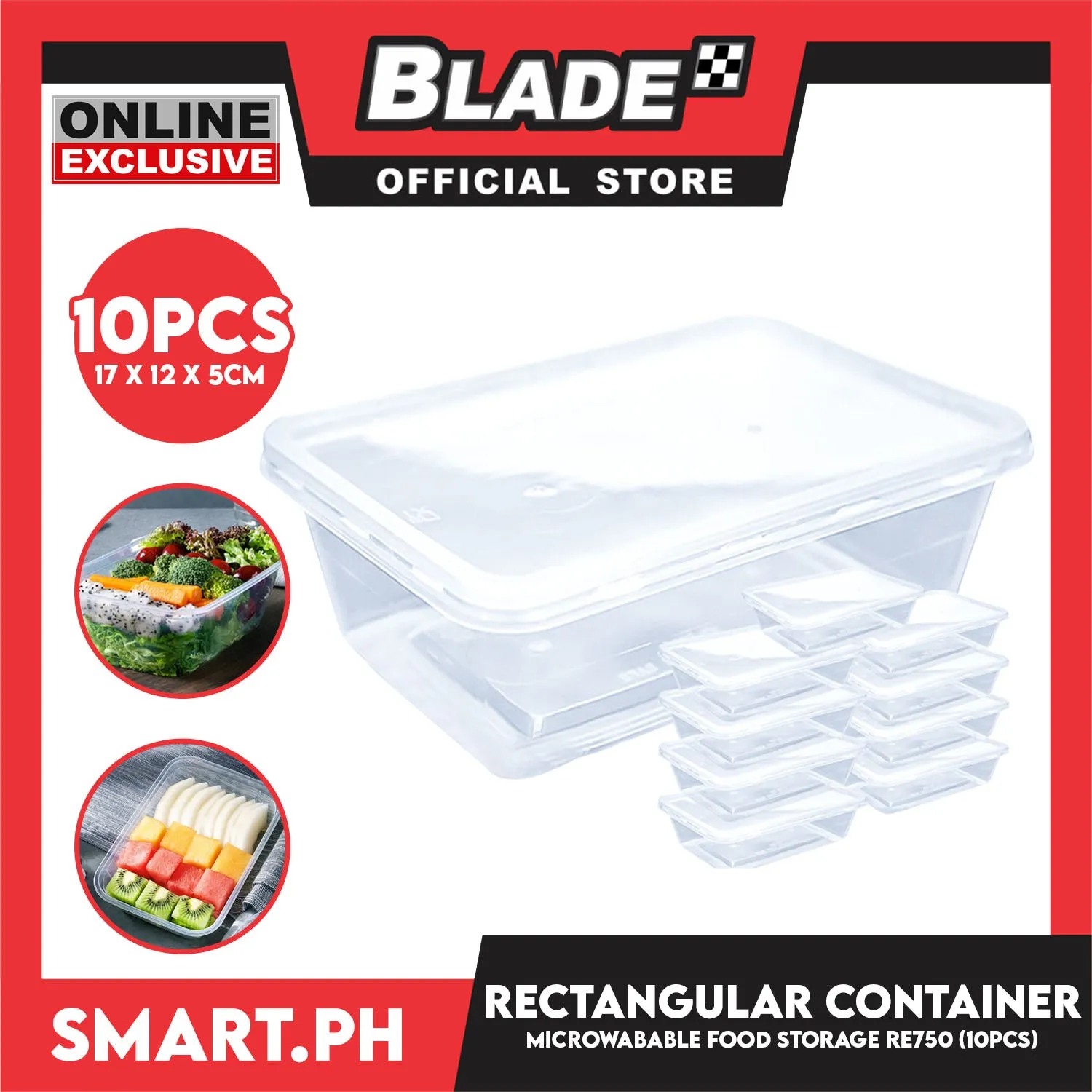 Croco Microwavable Container Rectangular 17x12x5CM RE750 (Set of 10)