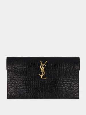 Crocodile-Embossed Leather Uptown Pouch