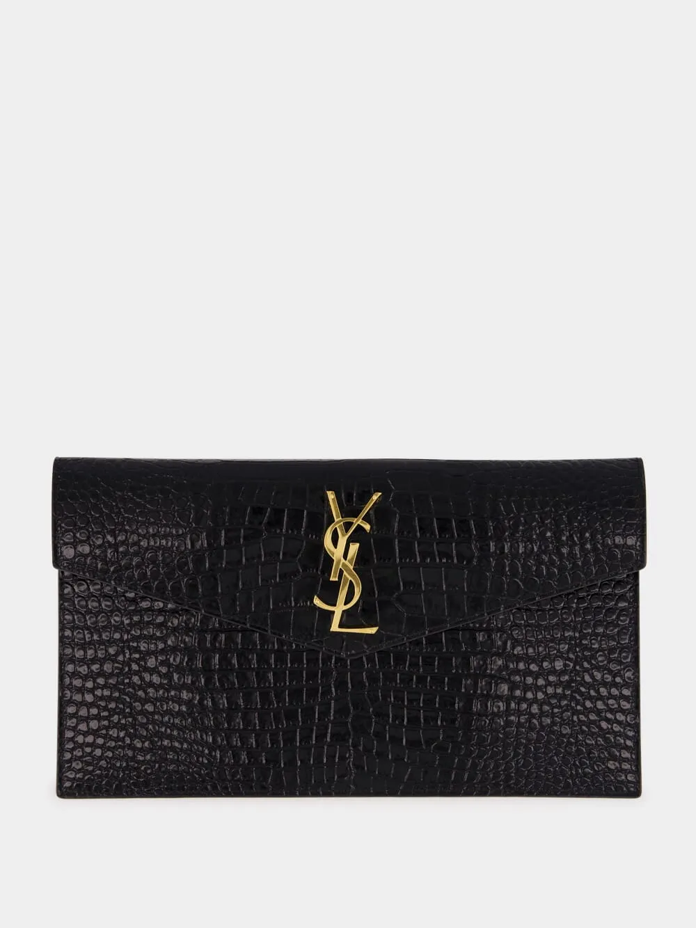 Crocodile-Embossed Leather Uptown Pouch