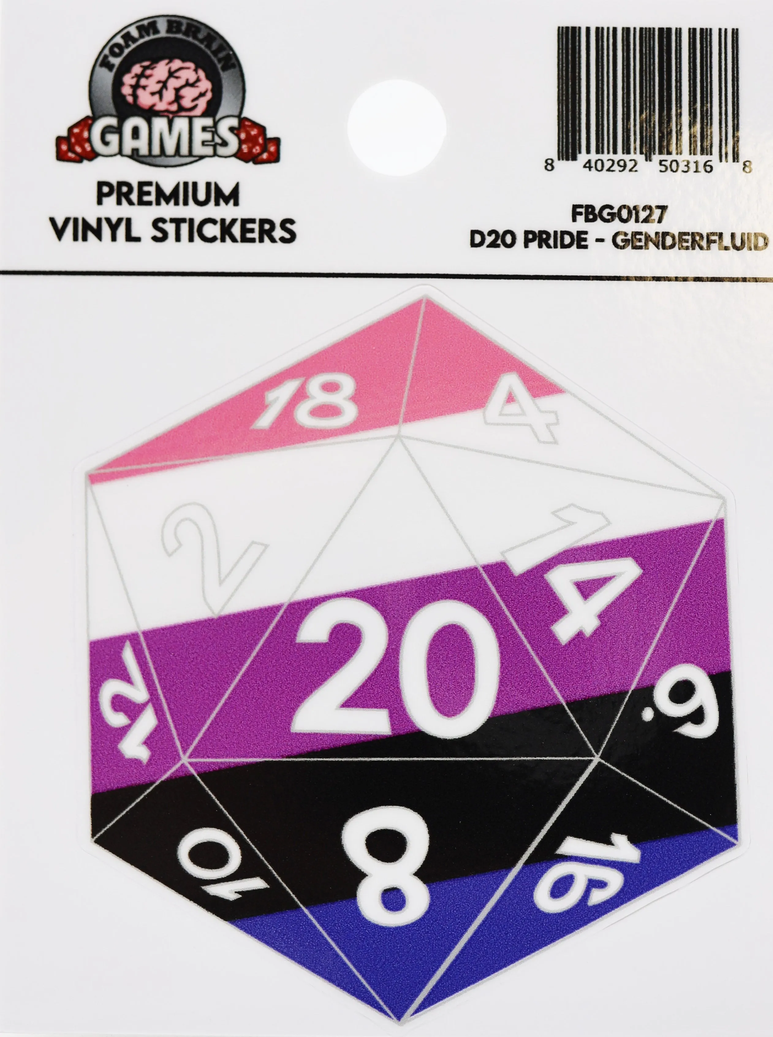 D20 Sticker - Genderfluid Pride