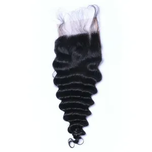 Deep Wave Virgin Human Hair Natural Black Closure 4*4