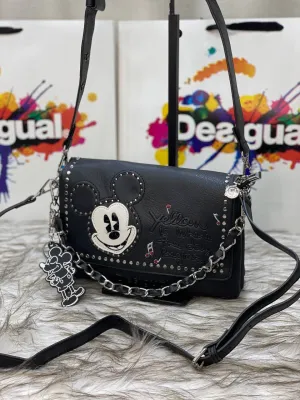 Desigual x Disney Mickey Mouse Black Studded Shoulder Bag