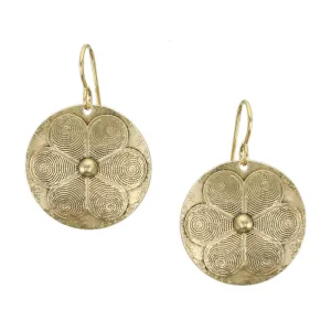Disc with Patterned Flower Wire Earring