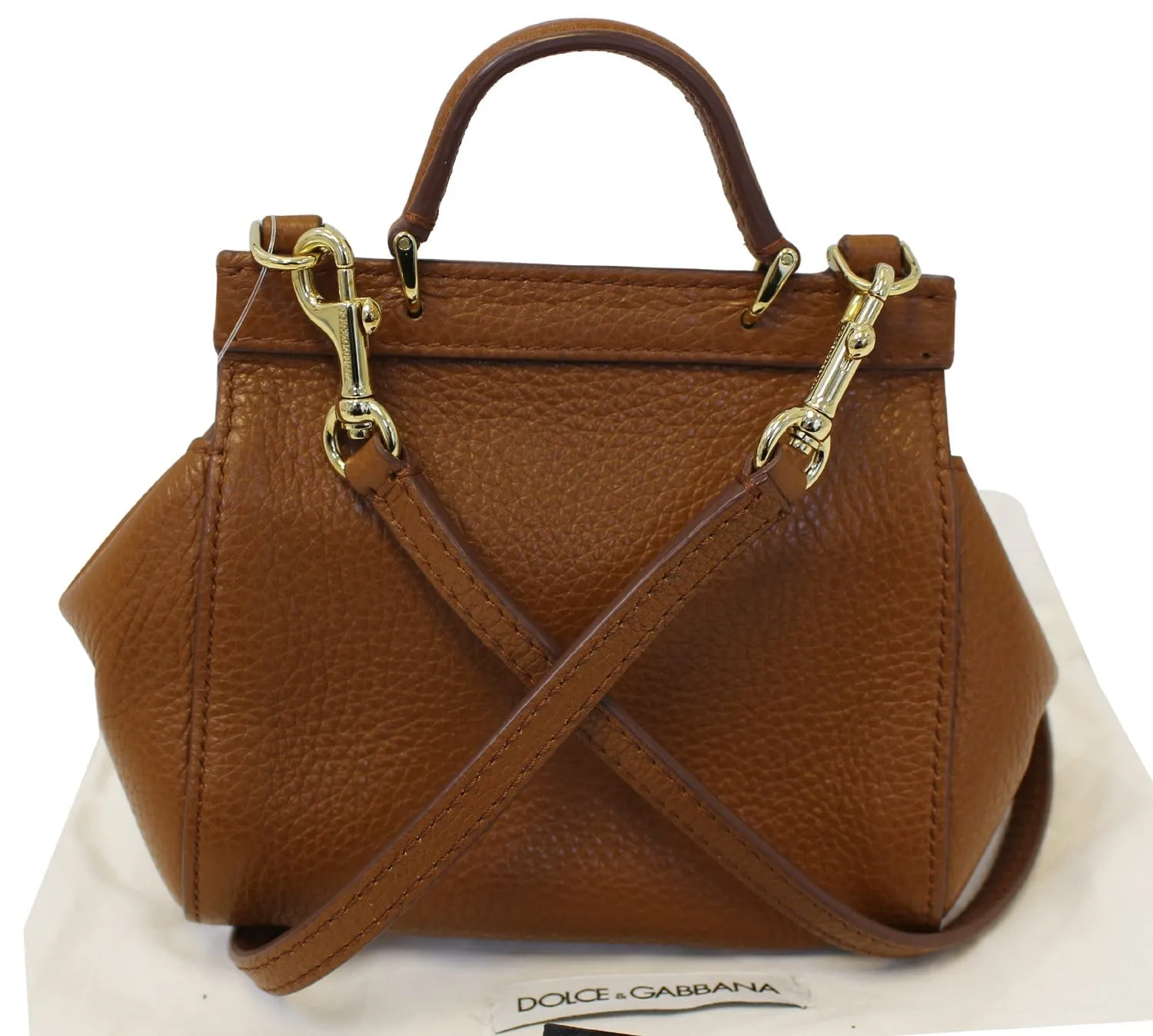 DOLCE & GABBANA Shoulder Bag Small Brown Calf Leather Sicily