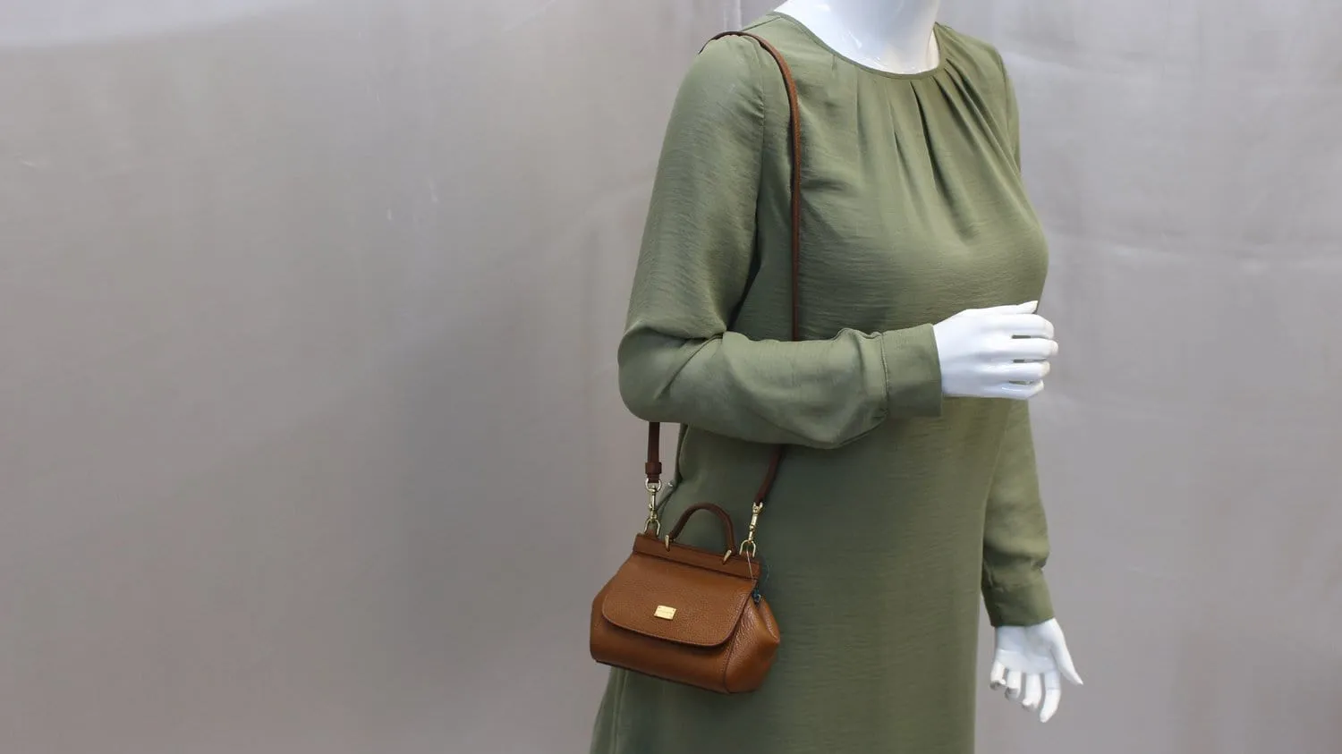 DOLCE & GABBANA Shoulder Bag Small Brown Calf Leather Sicily