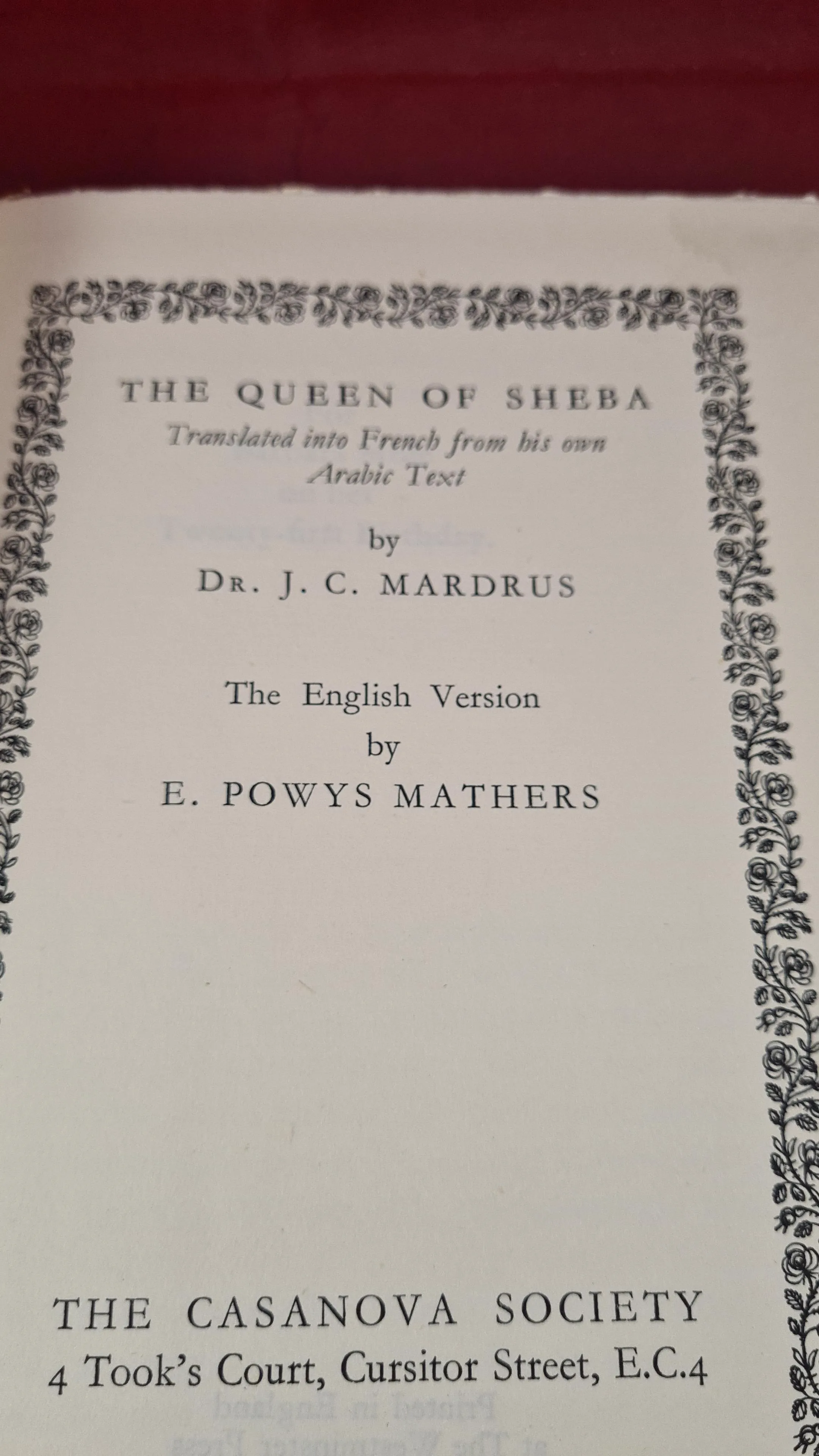 E Powys Mathers - The Queen of Sheba, Casanova Society, no date