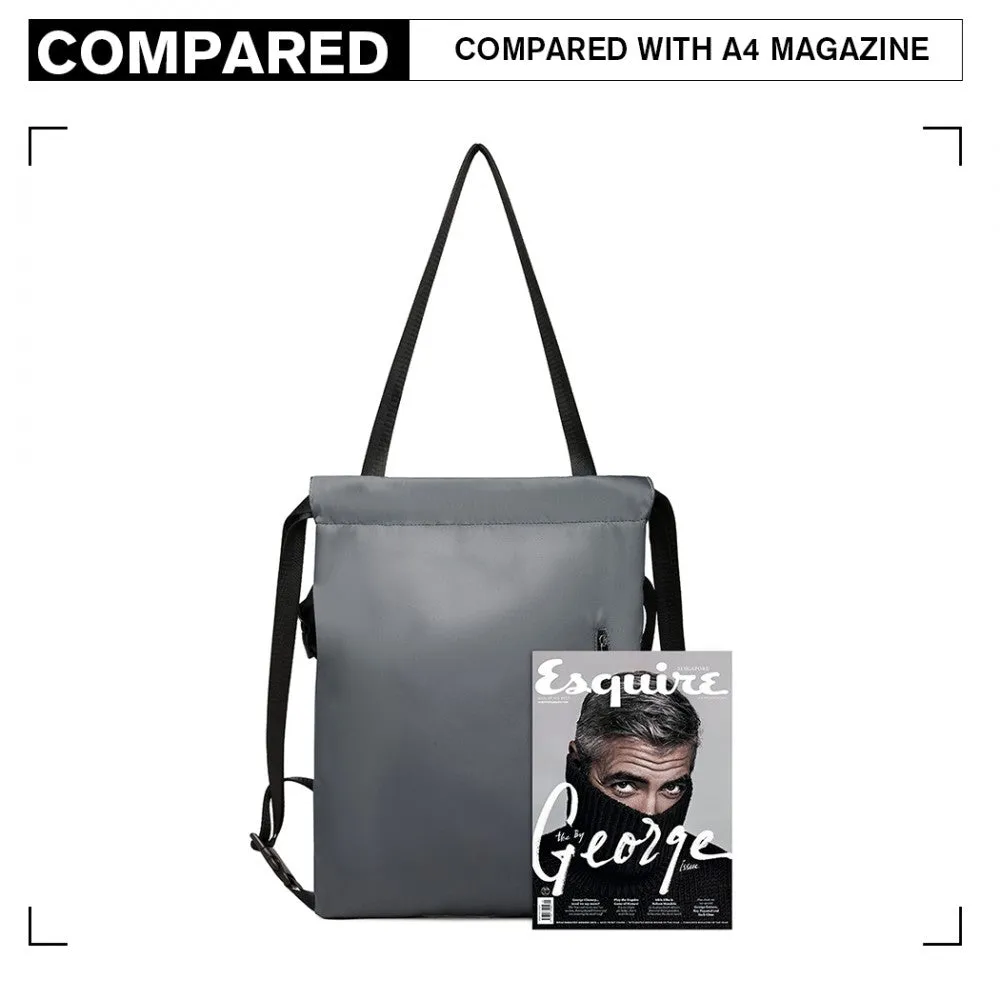 E6912 - Kono Nylon Multi Way Drawstring Backpack Shoulder Bag - Black