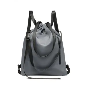 E6912 - Kono Nylon Multi Way Drawstring Backpack Shoulder Bag - Black