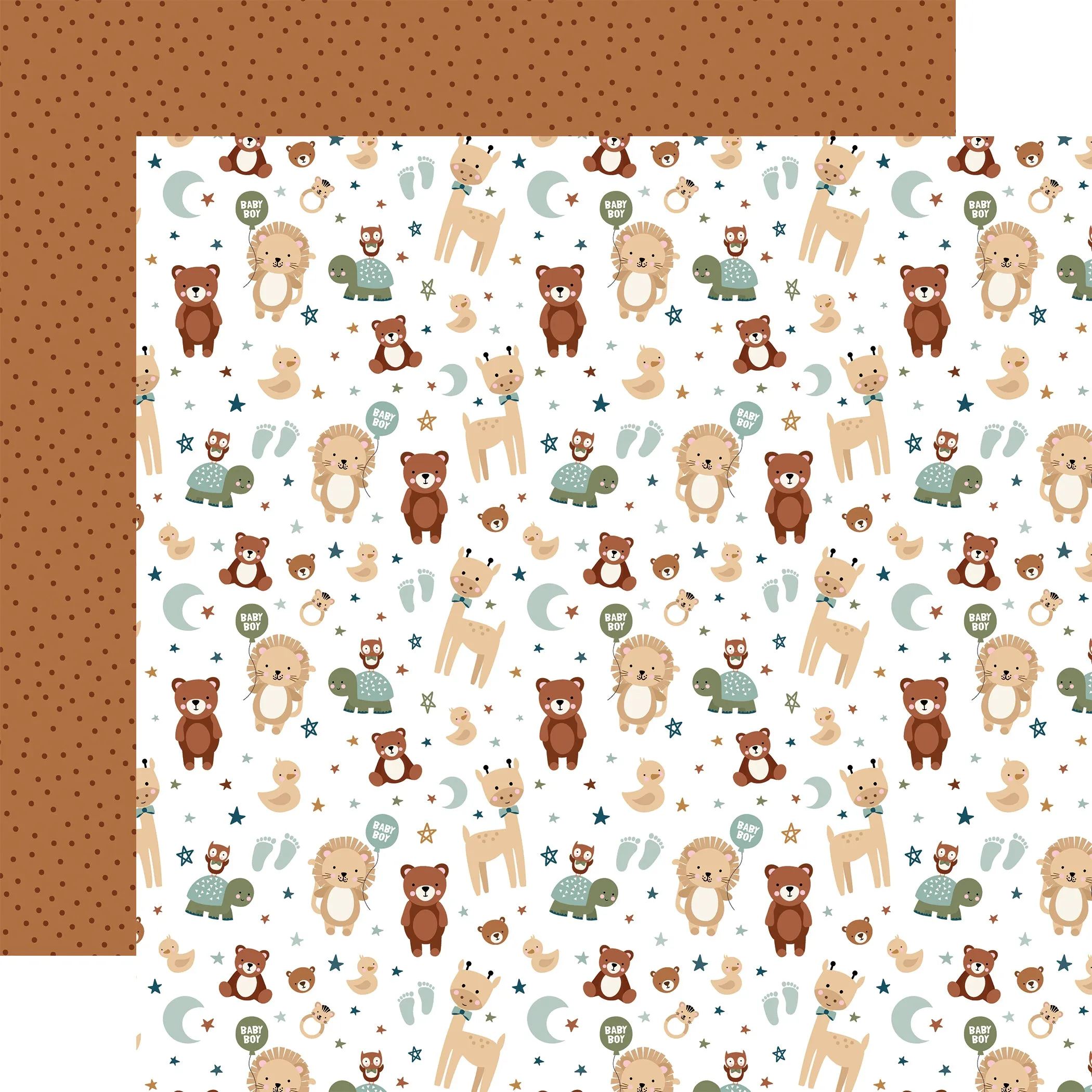 Echo Park - Special Delivery Baby Boy - 12x12 Single Sheet / Baby Boy's Animals