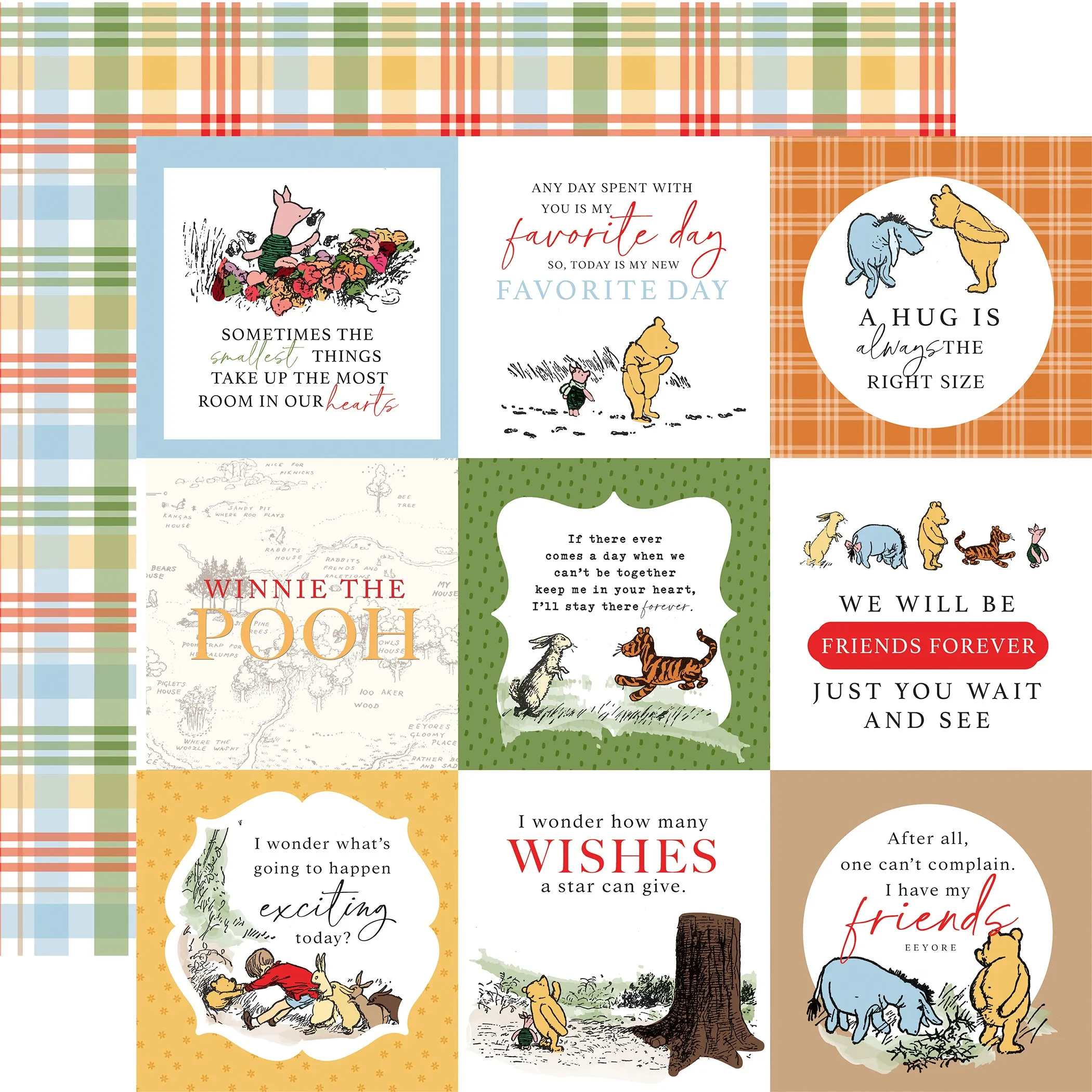 Echo Park - Winnie The Pooh - 12x12 Single Sheet / 4x4 Journaling Cards
