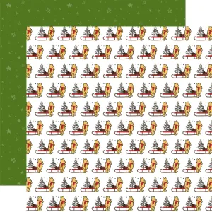Echo Park - Winnie The Pooh Christmas - 12x12 Single Sheet / Winnie and Sleds