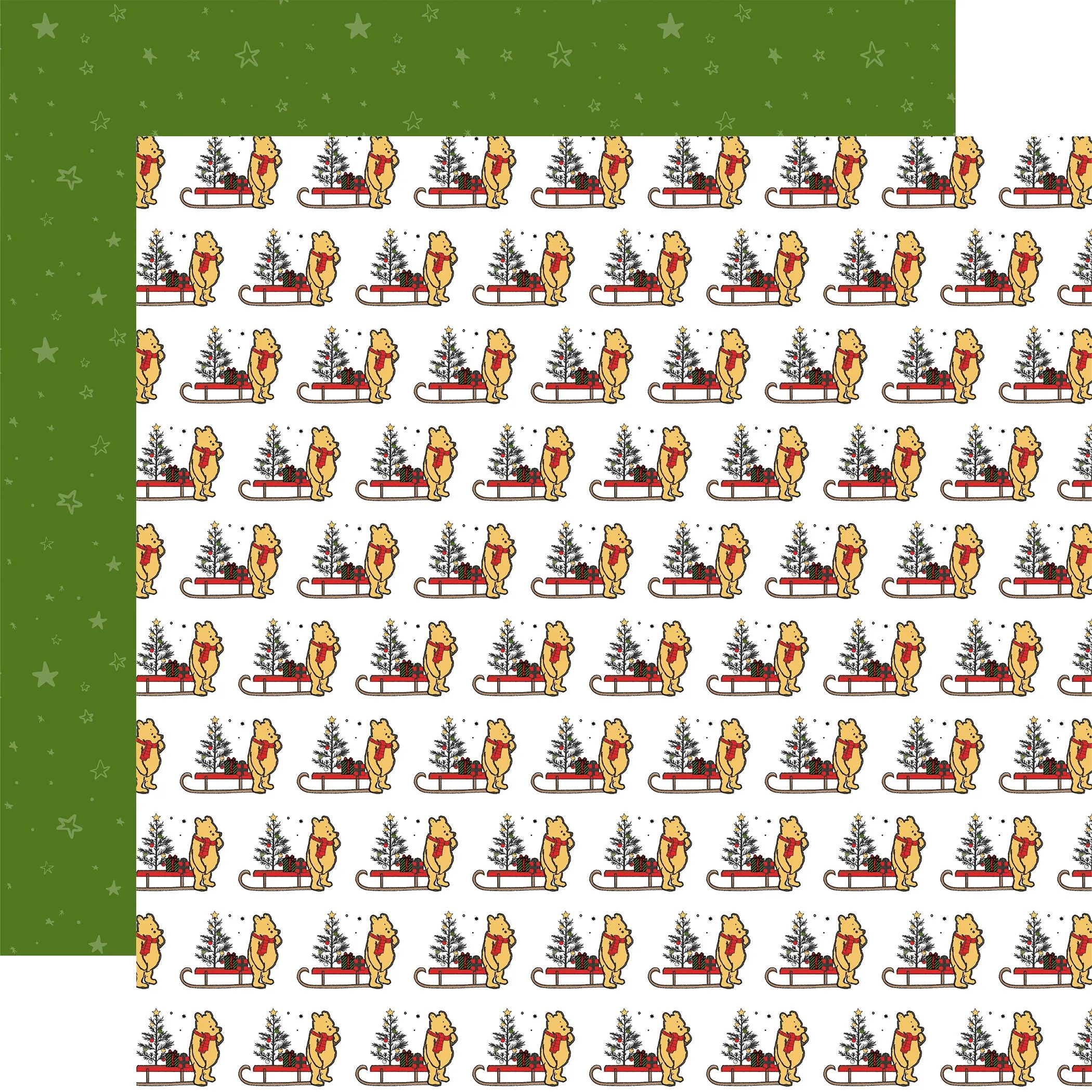 Echo Park - Winnie The Pooh Christmas - 12x12 Single Sheet / Winnie and Sleds