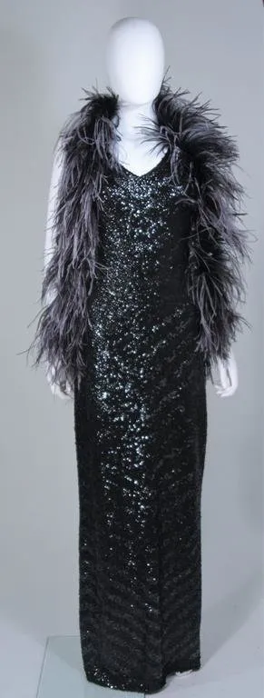 ELIZABETH MASON COUTURE Black Ostrich Wrap, Rhinestone Closure