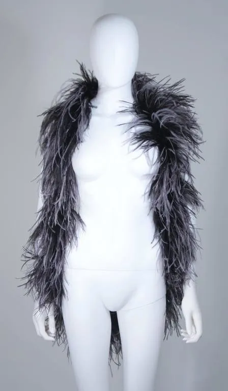 ELIZABETH MASON COUTURE Black Ostrich Wrap, Rhinestone Closure