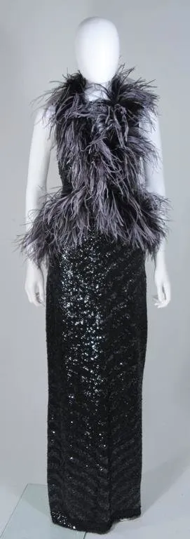 ELIZABETH MASON COUTURE Black Ostrich Wrap, Rhinestone Closure