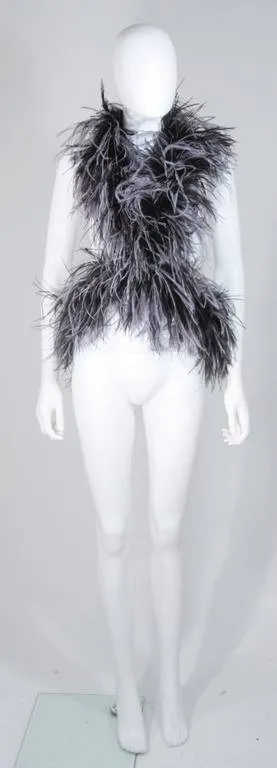 ELIZABETH MASON COUTURE Black Ostrich Wrap, Rhinestone Closure