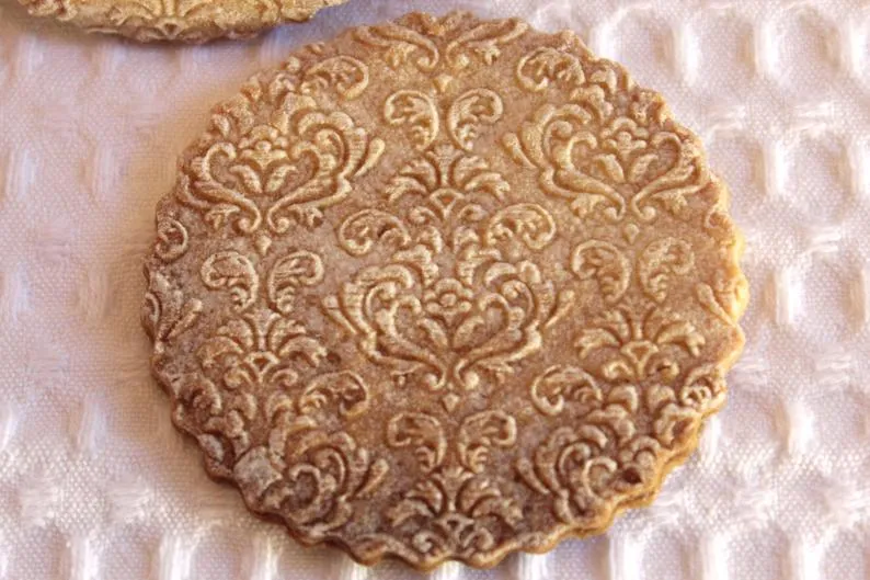 Embossed Rolling Pin, Damask Romantic Clay Stamp, Pottery, Textured Cookie