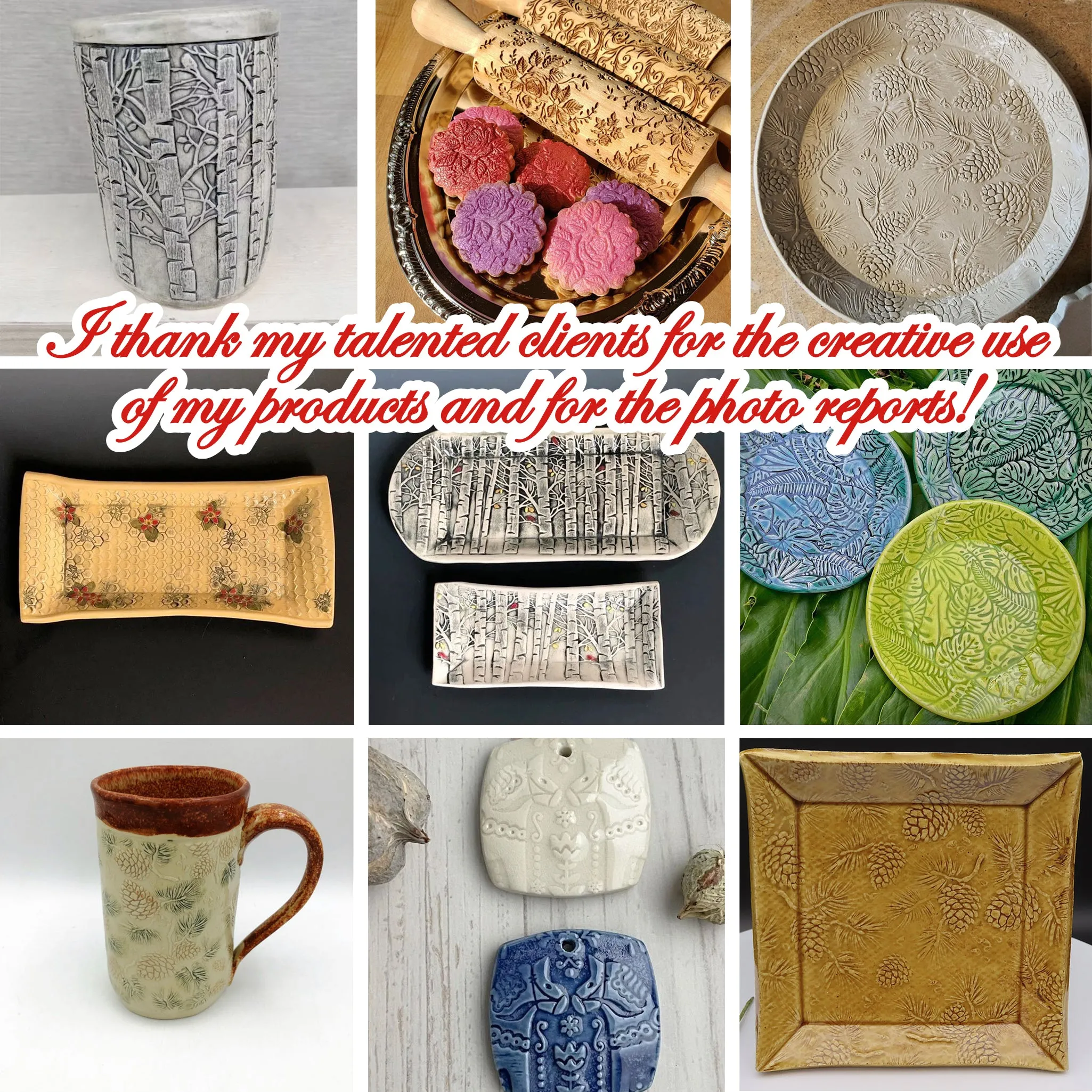 Embossed Rolling Pin Geometric Pattern VINTAGE Christmas Gift