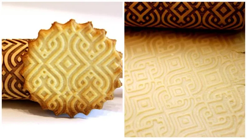 Embossed Rolling Pin Geometric Pattern VINTAGE Christmas Gift