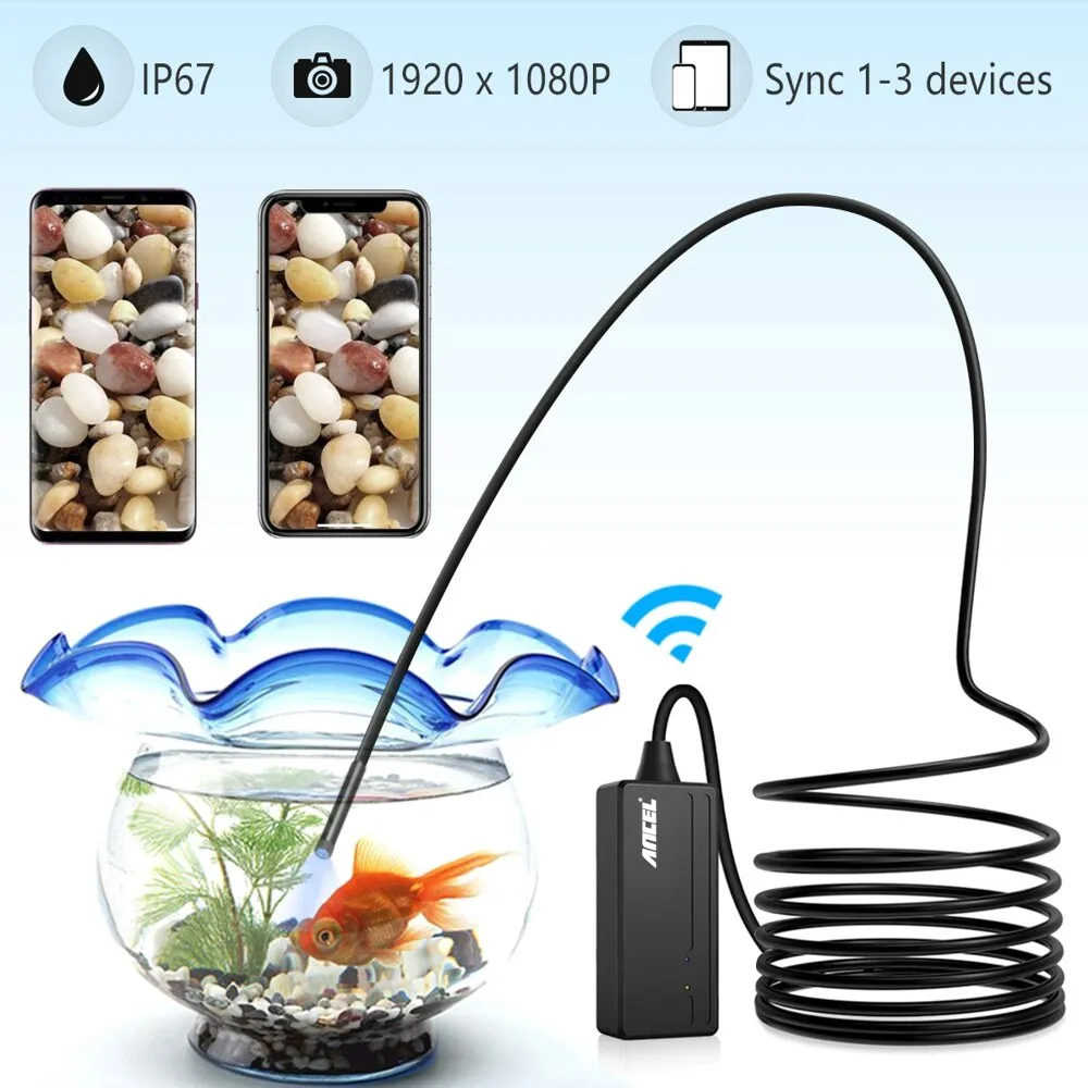 Endoscope Camera Ancel WIFI 5.5MM USB Inspection Camera 1080P iPhone Android