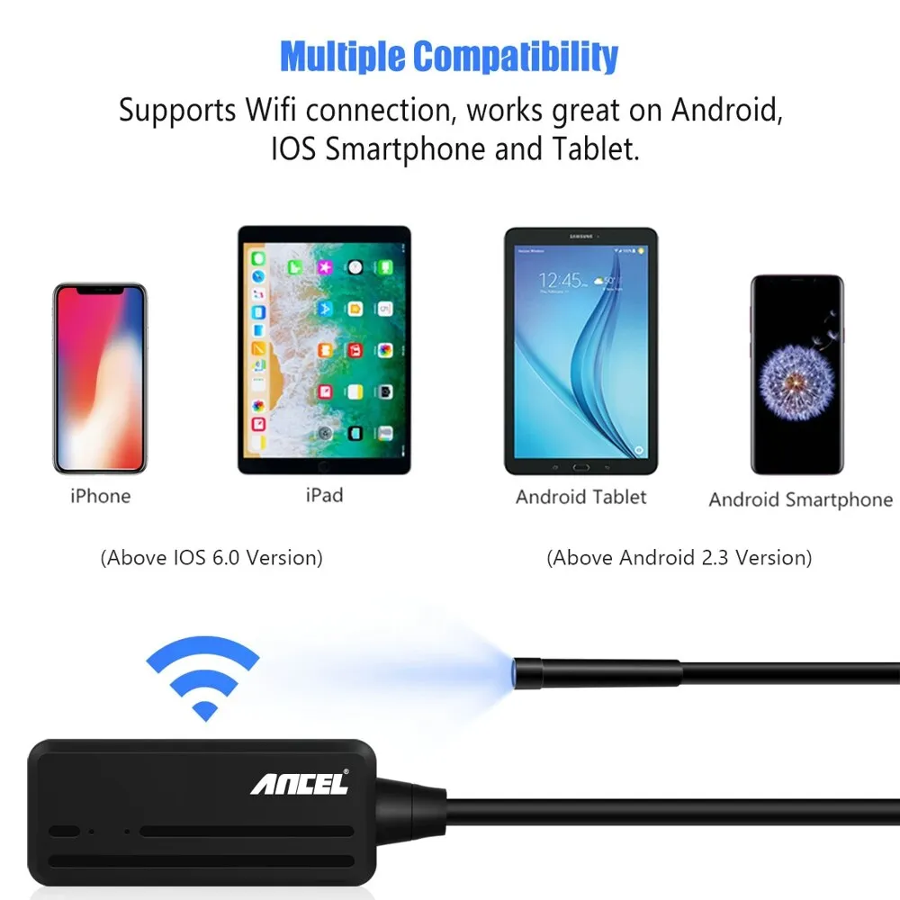Endoscope Camera Ancel WIFI 5.5MM USB Inspection Camera 1080P iPhone Android